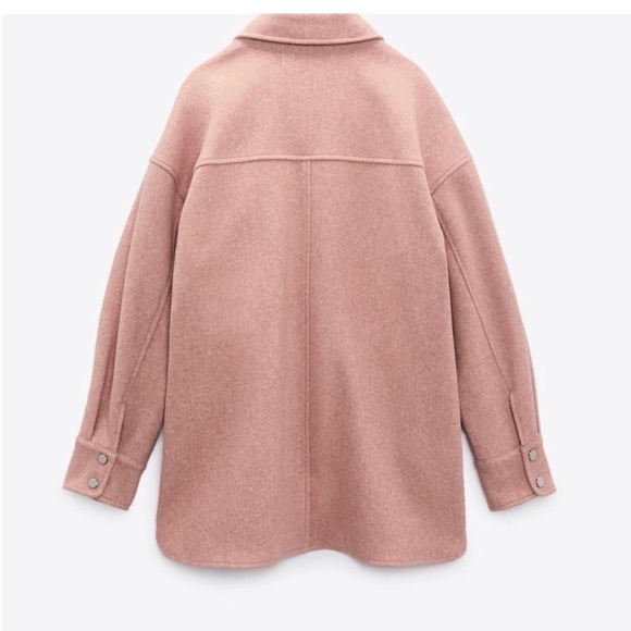 Zara Oversized Warm Fuzzy Blush Pink Shacket Shirt Jacket - Picture 2 of 11